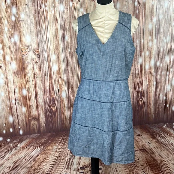 gap cotton dress Women's Fit and Flare Mini Shirtdress, Blue Stripe, Large at Amazon Women's Clothing store Womens medium 100% cotton 15 pit to pit 32 pit to bottom hem Gap strapless linen and cotton